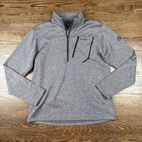 Eddie Bauer Sweater Mens Medium Gray Quarter Zip First Ascent Pullover Athletic - Picture 1 of 9